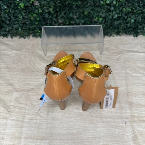 Emilio Pucci Brown Leather Plated Platform Sandals - W6 - Picture 6 of 10